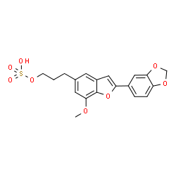ChemSpider 2D Image | 3-[2-(1,3-Benzodioxol-5-yl)-7-methoxy-1-benzofuran-5-yl]propyl hydrogen sulfate | C19H18O8S