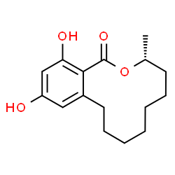 ChemSpider 2D Image | (3R)-12,14-Dihydroxy-3-methyl-3,4,5,6,7,8,9,10-octahydro-1H-2-benzoxacyclododecin-1-one | C16H22O4