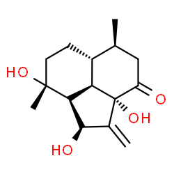ChemSpider 2D Image | (1S,2aS,5S,5aR,8R,8aS,8bR)-1,2a,8-Trihydroxy-5,8-dimethyl-2-methylenedecahydro-3(1H)-acenaphthylenone | C15H22O4