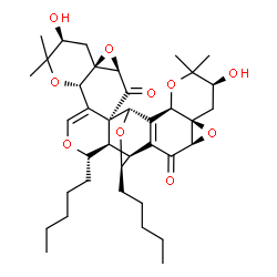 ChemSpider 2D Image | (1S,2R,4R,6R,8S,11S,15S,16R,17S,20R,22R,24S,27R,30R)-8,24-Dihydroxy-9,9,25,25-tetramethyl-15,30-dipentyl-5,10,14,21,26,29-hexaoxanonacyclo[15.11.2.0~2,12~.0~2,16~.0~4,6~.0~6,11~.0~18,28~.0~20,22~.0~22
,27~]triaconta-12,18(28)-diene-3,19-dione | C38H52O10