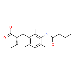 ChemSpider 2D Image | (2S)-2-[3-(Butyrylamino)-2,4,6-triiodobenzyl]butanoic acid | C15H18I3NO3