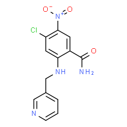 ChemSpider 2D Image | 4-Chloro-5-nitro-2-[(3-pyridinylmethyl)amino]benzamide | C13H11ClN4O3
