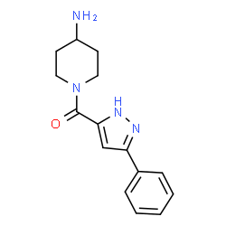 ChemSpider 2D Image | 1-(3-phenyl-1H-pyrazole-5-carbonyl)piperidin-4-amine | C15H18N4O