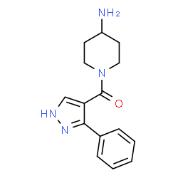 ChemSpider 2D Image | 1-(3-PHENYL-1H-PYRAZOLE-4-CARBONYL)PIPERIDIN-4-AMINE | C15H18N4O