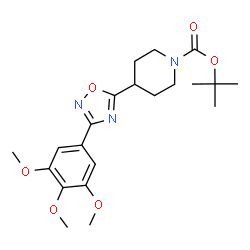 ChemSpider 2D Image | 2-Methyl-2-propanyl 4-[3-(3,4,5-trimethoxyphenyl)-1,2,4-oxadiazol-5-yl]-1-piperidinecarboxylate | C21H29N3O6