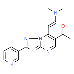 ChemSpider 2D Image | 1-{7-[(E)-2-(Dimethylamino)vinyl]-2-(3-pyridinyl)[1,2,4]triazolo[1,5-a]pyrimidin-6-yl}ethanone | C16H16N6O