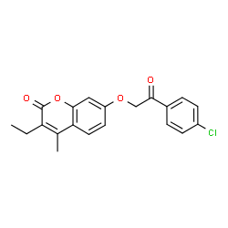 ChemSpider 2D Image | 7-[2-(4-Chlorophenyl)-2-oxoethoxy]-3-ethyl-4-methyl-2H-chromen-2-one | C20H17ClO4