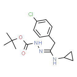 ChemSpider 2D Image | 2-Methyl-2-propanyl (2E)-2-[2-(4-chlorophenyl)-1-(cyclopropylamino)ethylidene]hydrazinecarboxylate | C16H22ClN3O2