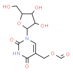 ChemSpider 2D Image | 5-[(Formyloxy)methyl]-1-pentofuranosyl-2,4(1H,3H)-pyrimidinedione | C11H14N2O8