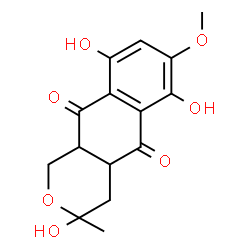 ChemSpider 2D Image | 3,6,9-Trihydroxy-7-methoxy-3-methyl-3,4,4a,10a-tetrahydro-1H-benzo[g]isochromene-5,10-dione | C15H16O7