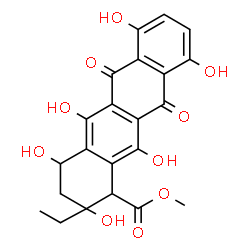 ChemSpider 2D Image | Methyl 2-ethyl-2,4,5,7,10,12-hexahydroxy-6,11-dioxo-1,2,3,4,6,11-hexahydro-1-tetracenecarboxylate | C22H20O10