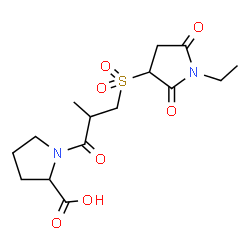 ChemSpider 2D Image | 1-{3-[(1-Ethyl-2,5-dioxo-3-pyrrolidinyl)sulfonyl]-2-methylpropanoyl}proline | C15H22N2O7S