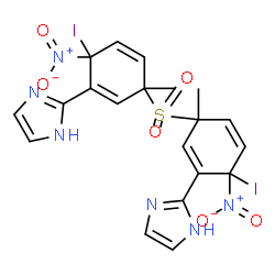 ChemSpider 2D Image | 2,2'-[Sulfonylbis(6-iodo-3-methyl-6-nitro-1,4-cyclohexadiene-3,1-diyl)]bis(1H-imidazole) | C20H18I2N6O6S