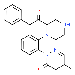 ChemSpider 2D Image | 5-Methyl-2-{2-[2-(phenylacetyl)-1-piperazinyl]phenyl}-4,5-dihydro-3(2H)-pyridazinone | C23H26N4O2
