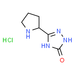 ChemSpider 2D Image | 3-(pyrrolidin-2-yl)-4,5-dihydro-1H-1,2,4-triazol-5-one hydrochloride | C6H11ClN4O