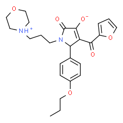 ChemSpider 2D Image | 4-(2-Furoyl)-3-hydroxy-1-[3-(morpholin-4-yl)propyl]-5-(4-propoxyphenyl)-1,5-dihydro-2H-pyrrol-2-one | C25H30N2O6