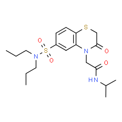 ChemSpider 2D Image | 2-[6-(Dipropylsulfamoyl)-3-oxo-2,3-dihydro-4H-1,4-benzothiazin-4-yl]-N-isopropylacetamide | C19H29N3O4S2