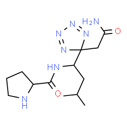 ChemSpider 2D Image | N-{1-[5-(2-Amino-2-oxoethyl)-5H-tetrazol-5-yl]-3-methylbutyl}prolinamide | C13H23N7O2