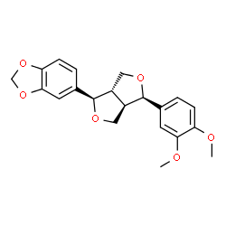 ChemSpider 2D Image | 5-[(1R,3aR,4R,6aS)-4-(3,4-Dimethoxyphenyl)tetrahydro-1H,3H-furo[3,4-c]furan-1-yl]-1,3-benzodioxole | C21H22O6
