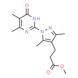 ChemSpider 2D Image | Methyl 3-[1-(4,5-dimethyl-6-oxo-1,6-dihydro-2-pyrimidinyl)-3,5-dimethyl-1H-pyrazol-4-yl]propanoate | C15H20N4O3