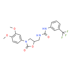 ChemSpider 2D Image | 1-{[3-(3,4-Dimethoxyphenyl)-2-oxo-1,3-oxazolidin-5-yl]methyl}-3-[3-(trifluoromethyl)phenyl]urea | C20H20F3N3O5