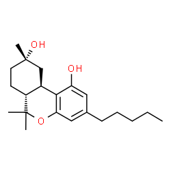 ChemSpider 2D Image | (6aR,9S,10aR)-6,6,9-Trimethyl-3-pentyl-6a,7,8,9,10,10a-hexahydro-6H-benzo[c]chromene-1,9-diol | C21H32O3