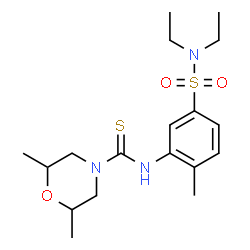 ChemSpider 2D Image | N-[5-(Diethylsulfamoyl)-2-methylphenyl]-2,6-dimethyl-4-morpholinecarbothioamide | C18H29N3O3S2
