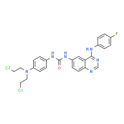 ChemSpider 2D Image | 1-{4-[Bis(2-chloroethyl)amino]phenyl}-3-{4-[(4-fluorophenyl)amino]-6-quinazolinyl}urea | C25H23Cl2FN6O
