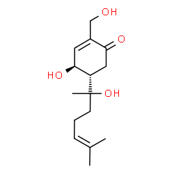 ChemSpider 2D Image | (4S,5S)-4-Hydroxy-2-(hydroxymethyl)-5-[(2S)-2-hydroxy-6-methyl-5-hepten-2-yl]-2-cyclohexen-1-one | C15H24O4