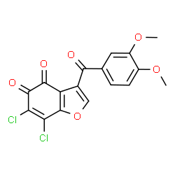 ChemSpider 2D Image | 6,7-Dichloro-3-(3,4-dimethoxybenzoyl)-1-benzofuran-4,5-dione | C17H10Cl2O6