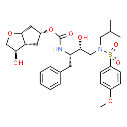 ChemSpider 2D Image | (3R,3aR,5R,6aR)-3-Hydroxyhexahydro-2H-cyclopenta[b]furan-5-yl [(2S,3R)-3-hydroxy-4-{isobutyl[(4-methoxyphenyl)sulfonyl]amino}-1-phenyl-2-butanyl]carbamate | C29H40N2O8S