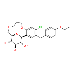 ChemSpider 2D Image | (1S,14R,15S,16R,17R)-5-Chloro-4-(4-ethoxybenzyl)-8,12,18-trioxatricyclo[12.3.1.0~2,7~]octadeca-2,4,6-triene-15,16,17-triol | C24H29ClO7