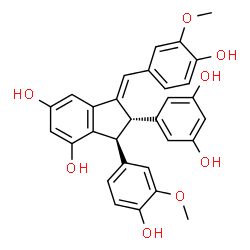ChemSpider 2D Image | (1E,2S,3S)-2-(3,5-Dihydroxyphenyl)-1-(4-hydroxy-3-methoxybenzylidene)-3-(4-hydroxy-3-methoxyphenyl)-4,6-indanediol | C30H26O8