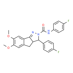 ChemSpider 2D Image | N,3-Bis(4-fluorophenyl)-6,7-dimethoxy-3a,4-dihydroindeno[1,2-c]pyrazole-2(3H)-carboxamide | C25H21F2N3O3