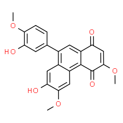 ChemSpider 2D Image | 7-Hydroxy-9-(3-hydroxy-4-methoxyphenyl)-3,6-dimethoxy-1,4-phenanthrenedione | C23H18O7