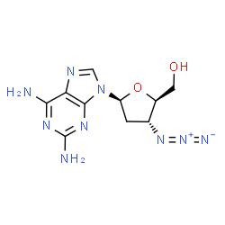 ChemSpider 2D Image | 9-(3-Azido-2,3-dideoxy-beta-L-erythro-pentofuranosyl)-9H-purine-2,6-diamine | C10H13N9O2