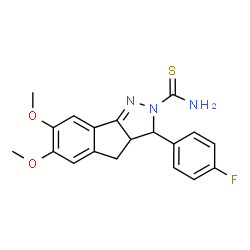 ChemSpider 2D Image | 3-(4-Fluorophenyl)-6,7-dimethoxy-3a,4-dihydroindeno[1,2-c]pyrazole-2(3H)-carbothioamide | C19H18FN3O2S