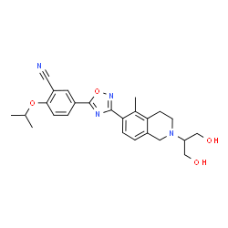 ChemSpider 2D Image | 5-{3-[2-(1,3-Dihydroxy-2-propanyl)-5-methyl-1,2,3,4-tetrahydro-6-isoquinolinyl]-1,2,4-oxadiazol-5-yl}-2-isopropoxybenzonitrile | C25H28N4O4
