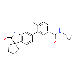 ChemSpider 2D Image | N-Cyclopropyl-4-methyl-3-(2'-oxo-1',2'-dihydrospiro[cyclopentane-1,3'-indol]-6'-yl)benzamide | C23H24N2O2