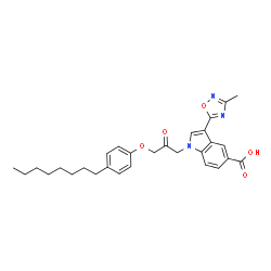 ChemSpider 2D Image | 3-(3-Methyl-1,2,4-oxadiazol-5-yl)-1-[3-(4-octylphenoxy)-2-oxopropyl]-1H-indole-5-carboxylic acid | C29H33N3O5