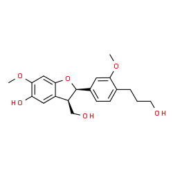 ChemSpider 2D Image | (2R,3R)-3-(Hydroxymethyl)-2-[4-(3-hydroxypropyl)-3-methoxyphenyl]-6-methoxy-2,3-dihydro-1-benzofuran-5-ol | C20H24O6