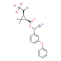 ChemSpider 2D Image | (S)-Cyano(3-phenoxyphenyl)methyl (1R,3S)-2,2-dimethyl-3-[(1R)-1,2,2,2-tetrabromoethyl]cyclopropanecarboxylate | C22H19Br4NO3