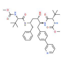 ChemSpider 2D Image | Methyl {(5S,8S,10S,11S,14S)-8-benzyl-10-hydroxy-15,15-dimethyl-5-(2-methyl-2-propanyl)-3,6,13-trioxo-11-[4-(3-pyridinyl)benzyl]-2-oxa-4,7,12-triazahexadecan-14-yl}carbamate | C39H53N5O7