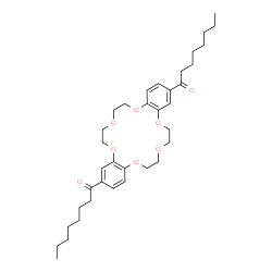 ChemSpider 2D Image | 1,1'-(6,7,9,10,17,18,20,21-Octahydrodibenzo[b,k][1,4,7,10,13,16]hexaoxacyclooctadecine-2,13-diyl)di(1-octanone) | C36H52O8