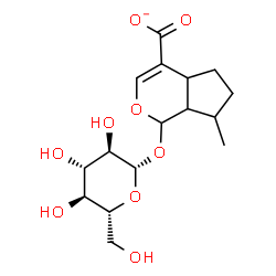 ChemSpider 2D Image | 1-(beta-D-Glucopyranosyloxy)-7-methyl-1,4a,5,6,7,7a-hexahydrocyclopenta[c]pyran-4-carboxylate | C16H23O9
