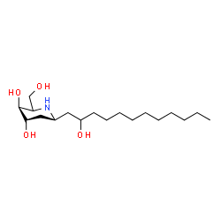 ChemSpider 2D Image | (3S,4S,6S)-6-(2-Hydroxydodecyl)-2-(hydroxymethyl)-3,4-piperidinediol | C18H37NO4