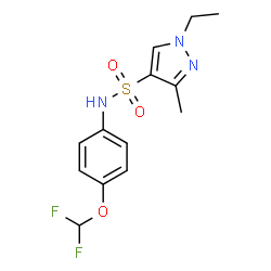 ChemSpider 2D Image | N-[4-(Difluoromethoxy)phenyl]-1-ethyl-3-methyl-1H-pyrazole-4-sulfonamide | C13H15F2N3O3S