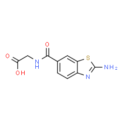 ChemSpider 2D Image | N-[(2-Amino-1,3-benzothiazol-6-yl)carbonyl]glycine | C10H9N3O3S