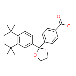 ChemSpider 2D Image | 4-[2-(5,5,8,8-Tetramethyl-5,6,7,8-tetrahydro-2-naphthalenyl)-1,3-dioxolan-2-yl]benzoate | C24H27O4