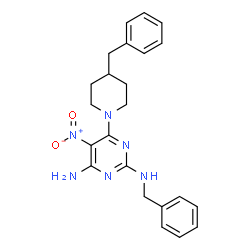 ChemSpider 2D Image | N~2~-Benzyl-6-(4-benzyl-1-piperidinyl)-5-nitro-2,4-pyrimidinediamine | C23H26N6O2